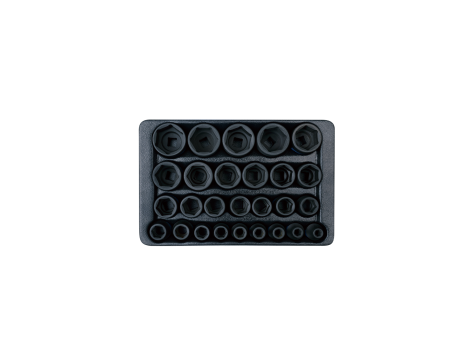 King Tony - ZESTAW NASADEK UDAROWYCH 1/2" 27 cz. KRÓTKIE 6-KĄT, 8 - 36mm, WKŁAD DO WÓZKA - 9-4427MP