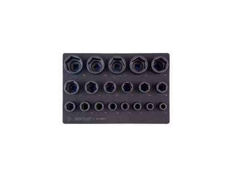 King Tony - ZESTAW NASADEK UDAROWYCH 1/2" 19 cz. KRÓTKIE 6-KĄT, 10 - 36mm, WKŁAD Z PIANKI EVA DO WÓZKA - 9-4429MPV