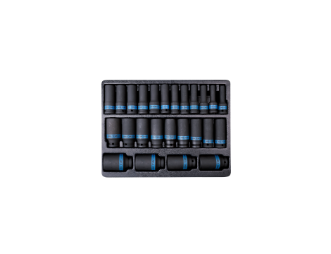 King Tony - ZESTAW NASADEK DŁUGICH UDAROWYCH 1/2" 25cz. 6-kąt. 8 - 36mm, WKŁAD DO WÓZKA - 9-4435MP