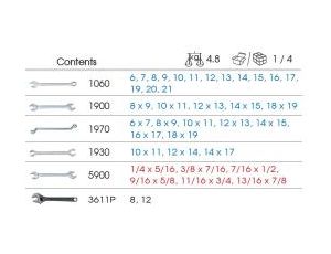 King Tony - ZESTAW KLUCZY 38cz. - PŁASKO-OCZKOWE 15cz. 6-21mm, PŁASKIE 11cz. 8-19mm, CALOWE 1/4-7/8