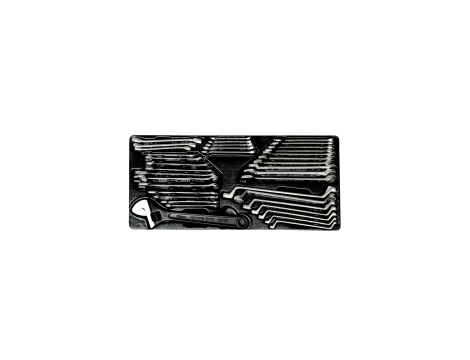 King Tony - ZESTAW KLUCZY 38cz. - PŁASKO-OCZKOWE 15cz. 6-21mm, PŁASKIE 11cz. 8-19mm, CALOWE 1/4-7/8", KLUCZE OCZKOWE ODGIĘTE 6-19, WKŁAD DO - 9-90138CR - 2