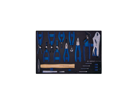 King Tony - ZESTAW SZCZYPIEC + MŁOTEK + AKCESORIA 17cz., WKŁAD Z PIANKI EVA DO WÓZKA - 9-90217GRV02