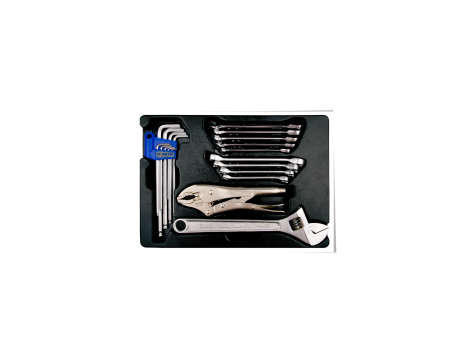 King Tony - ZESTAW NARZĘDZI 20cz. - KLUCZE PŁASKO-OCZKOWE Z GRZECHOTKĄ JEDNOKIERUNKOWĄ 5cz. 8 - 14mm, IMBUSY 9 szt. 1120, WKŁAD DO WÓZKA - 9-91120MR - 2