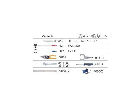 King Tony - ZESTAW KLUCZY PŁASKO-OCZKOWYCH Z GRZECHOTKĄ + AKCESORIA 24cz., WKŁAD Z PIANKI EVA DO WÓZKA - 9-91124MRV