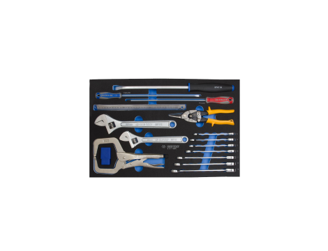 King Tony - ZESTAW KLUCZY PŁASKO-OCZKOWYCH Z GRZECHOTKĄ + AKCESORIA 24cz., WKŁAD Z PIANKI EVA DO WÓZKA - 9-91124MRV - 2