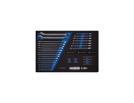 King Tony - ZESTAW KLUCZY PŁASKO-OCZKOWYCH + WKRĘTAK UDAROWY + BITY + NASADKI 37cz., WKŁAD Z PIANKI EVA DO WÓZKA - 9-94437MRV - 2