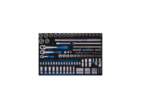 King Tony - ZESTAW NASADEK 1/4"+3/8"+1/2" 103cz. 6-kąt. 4 - 32mm Z AKCESORIAMI, WKŁAD Z PIANKI, DO WÓZKA - 9-9503MRV01