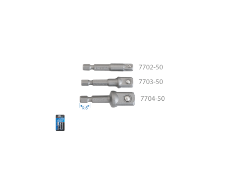King Tony - ZESTAW UCHWYTÓW TRZPIENIOWYCH DO WKRĘTAREK 1/4" CALOWE 1/4", 3/8", 1/2" x 50mm, ZACZEP KULKOWY - 9103PR