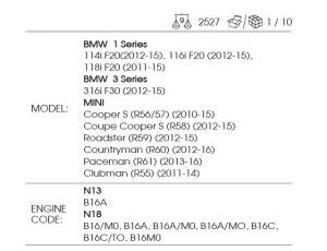 King Tony - BLOKADA ROZRZĄDU BMW/MINI 1,6l, silniki N13 i N18 - 9AT1108E