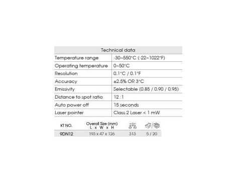 King Tony - TERMOMETR NA PODCZERWIEŃ (PIROTMETR) -30 - 550°C - 9DN12 - 4