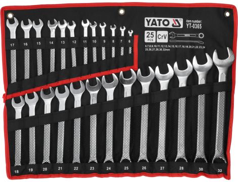 YATO - KLUCZE PŁASKO-OCZKOWE 6-32 25SZT - YT-0365