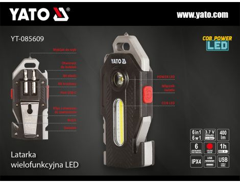 YATO - LATARKA WIELOFUNKCYJNA 6W1 400LM - YT-085609 - 2