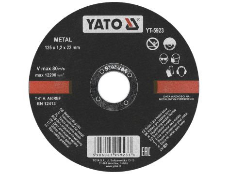 YATO - TARCZA DO CIĘCIA METALU 125x1,2x22 - YT-5923