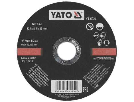 YATO - TARCZA DO CIĘCIA METALU 125x2,5x22 - YT-5924