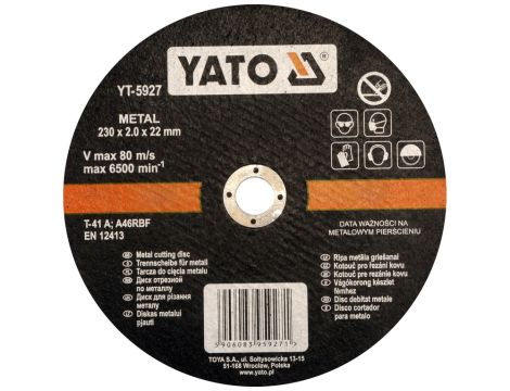 YATO - TARCZA DO CIĘCIA METALU 230x2,0x22 - YT-5927