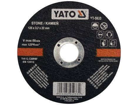 YATO - TARCZA DO CIĘCIA KAMIENIA 125x3,2x22 - YT-5933