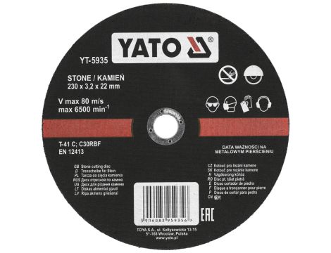 YATO - TARCZA DO CIĘCIA KAMIENIA 230x3,2x22 - YT-5935