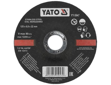 YATO - TARCZA WYP. DO SZLIF. METAL INOX 125x6,8 - YT-5947