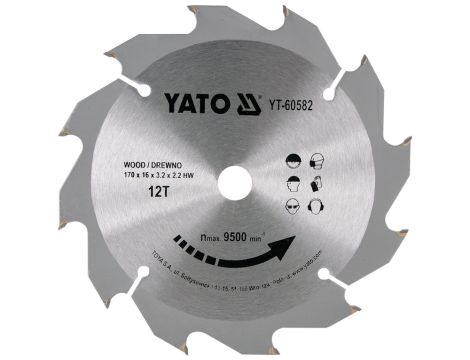 YATO - TARCZA WIDIOWA DO DREWNA 170X12TX16MM - YT-60582