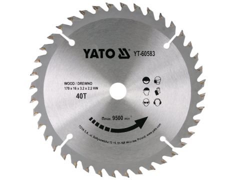 YATO - TARCZA WIDIOWA DO DREWNA 170X40TX16MM - YT-60583
