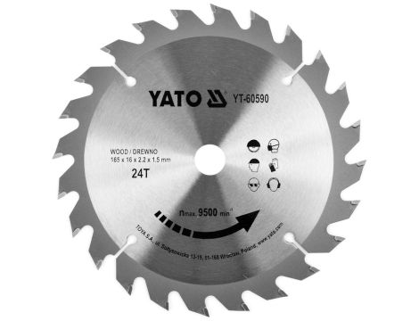 YATO - TARCZA TCT DO DREWNA 165X24TX16MM - YT-60590