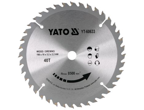 YATO - TARCZA WIDIOWA DO DREWNA 190X40TX16MM - YT-60633