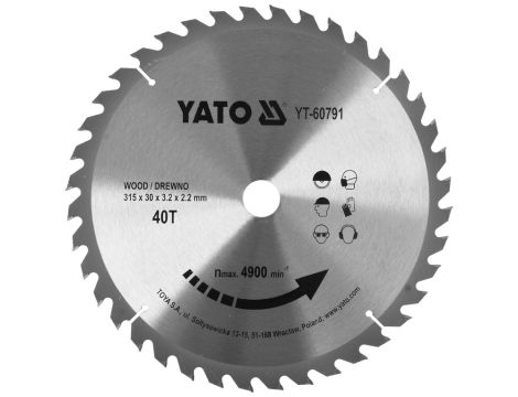 YATO - TARCZA WIDIOWA DO DREWNA 315X40TX30MM - YT-60791