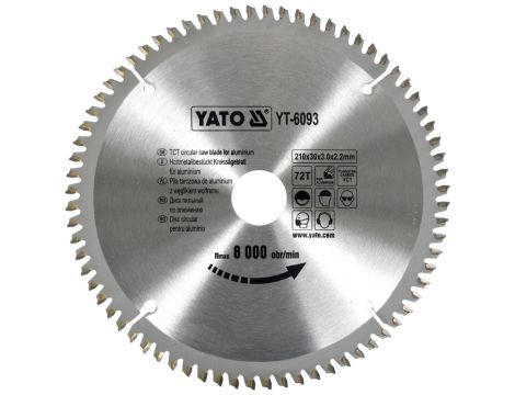 YATO - TARCZA WIDIOWA DO ALUMINIUM 210X72TX30 M - YT-6093