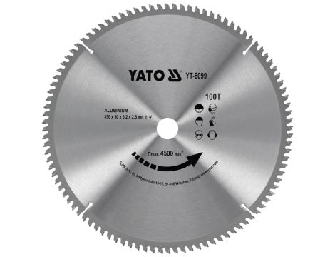 YATO - TARCZA WIDIOWA DO ALUMINIUM 350X100TX30M - YT-6099