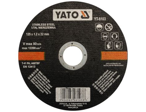 YATO - TARCZA DO CIĘC.MET I STALI NIERD 125x1,2 - YT-6103