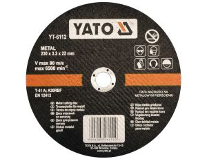 YATO - TARCZA DO CIĘCIA METALU 230x3,2 - YT-6112