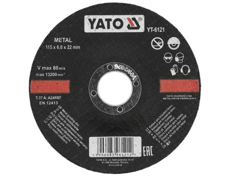 YATO - TARCZA WYP. DO SZLIF. METALU 115x6,0 - YT-6121