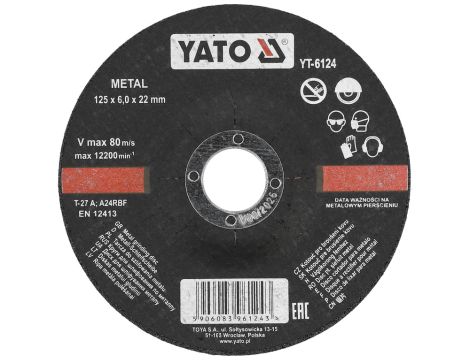 YATO - TARCZA WYPUKŁA DO SZLIF. METALU 125x6,0 - YT-6124