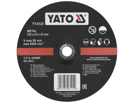YATO - TARCZA WYPUKŁA DO SZLIF. METALU 230x6,0 - YT-6125