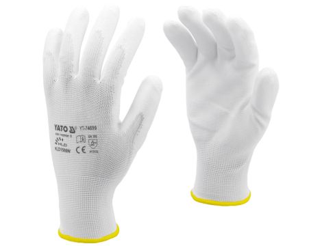 YATO - RĘKAWICE ROBOCZE NYLON/PU BIAŁE 9 - YT-74699