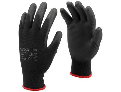 YATO - RĘKAWICE ROBOCZE NYLON/PU CZARNE 8 - YT-74728