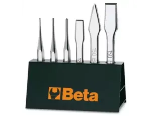 BETA - Zestaw ślusarski wybijaki + punktak + przecinaki 6 sztuk w stojaku metalowym - 38/SP6