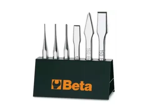 BETA - Zestaw ślusarski wybijaki + punktak + przecinaki 6 sztuk w stojaku metalowym - 38/SP6