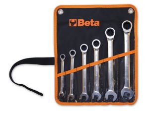 BETA - Komplet 6 kluczy płasko-oczkowych 141 z dwukierunkowym mechanizmem zapadkowym - 141/B6