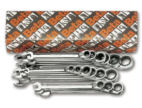 BETA - Komplet 17 kluczy płasko-oczkowych z dwukierunkowym mechanizmem zapadkowym - 142/S17