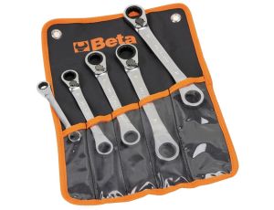 BETA - Zestaw kluczy oczkowych odgiętych dwustronnych, zapadka dwukierunkowa 8-19mm 5szt.  - 195P/B5