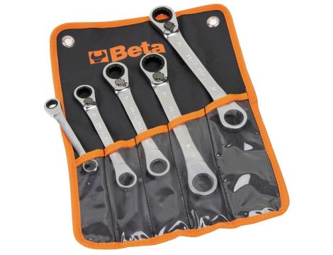 BETA - Zestaw kluczy oczkowych odgiętych dwustronnych, zapadka dwukierunkowa 8-19mm 5szt.  - 195P/B5