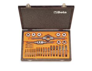 BETA - Zestaw gwintowników i narzynek ze stali chromowej, z akcesoriami w pudełku 30szt.  - 446/C30