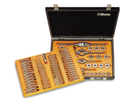 BETA - Zestaw gwintowników i narzynek ze stali chromowej, z akcesoriami w pudełku 110szt.  - 446/C110