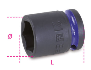 BETA - Nasadka udarowa sześciokątna 1/2'' z rozmiarem oznaczonym kolorem 21mm  - 720MC/21