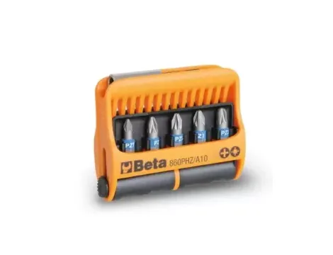 BETA - Zestaw 10-ciu końcówek wkretakowych krzyżowych z uchwytem magnetycznym w etui  - 860PHZ/A10