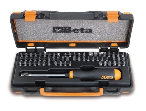 BETA - Zestaw 61-den końcówek wkrętakowych z pokrętłem z uchwytem szybkomocującym w pudełku  - 861/C61P