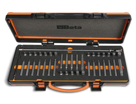 BETA - Zestaw 38 końcówek wkrętakowych 867 z pokrętłem przegubowym typu T w pudełku - 867/C38