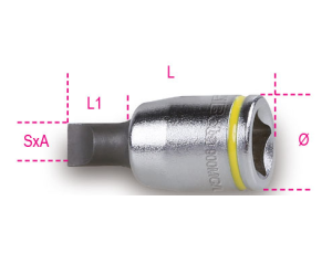 BETA - Nasadka 1/4'' z końcówką wkrętakową płaską z rozmiarem oznaczonym kolorem 1,2x6,5mm  - 900MC/LP/1.2X6.5