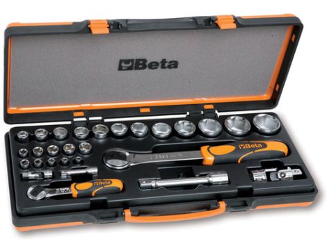BETA - Zestaw 22 nasadek sześciokątnych 1/4'' -1/2'' z akcesoriami w pudełku metalowym - 902A/C22